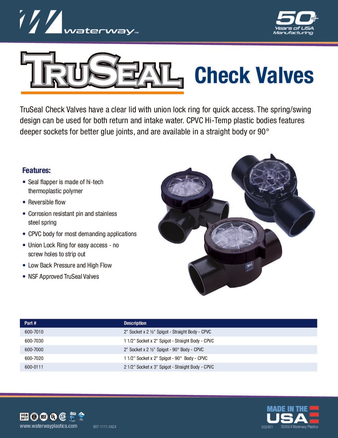WATERWAY CHECK VALVE 1 1-2 STRAIGHT - thumbnail 2