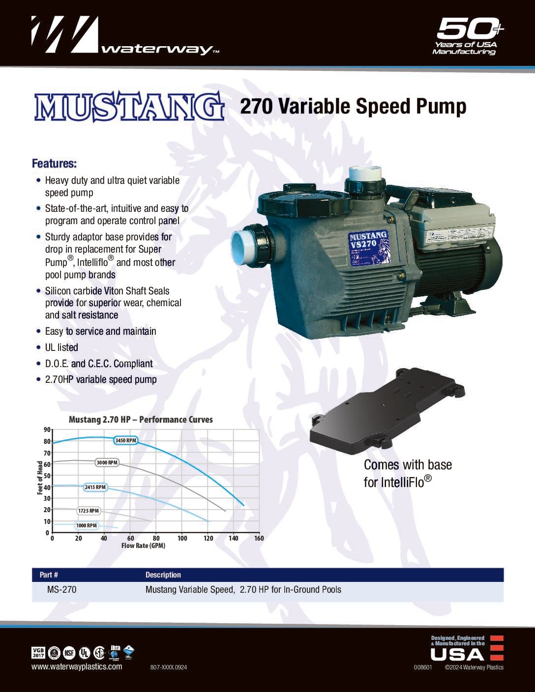 PUMP WAT. MUSTANG IG 2.7THP VAR SPEED - thumbnail 2