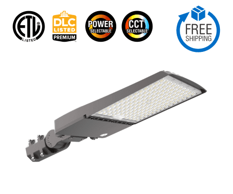 200W-300W Selectable LED Shoebox Light with Photocell Base AC277-480V