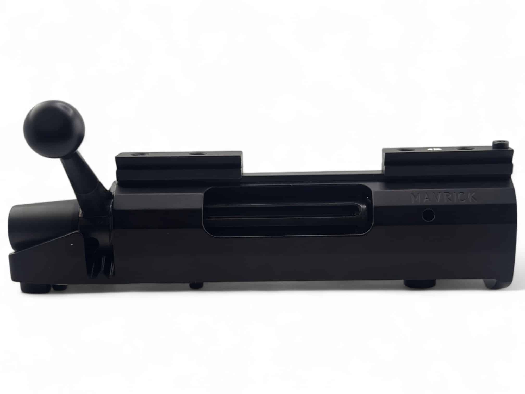 BAT Bruno Aluminum 2 Lug Action Model : Mavrick – Right Bolt Handle, Left Load, Right Eject – Standard .480 (308 / PPC) Boltface – Melonite Finish – .900 Diameter, 30 Degree Coned Bolt – 75 Degree Bolt Throw – Integral Recoil Lug – 25.8oz with Dovetail Bases (Included) – Rear Entry Wrenches and Picatinny Rails Available (Sold Separately)