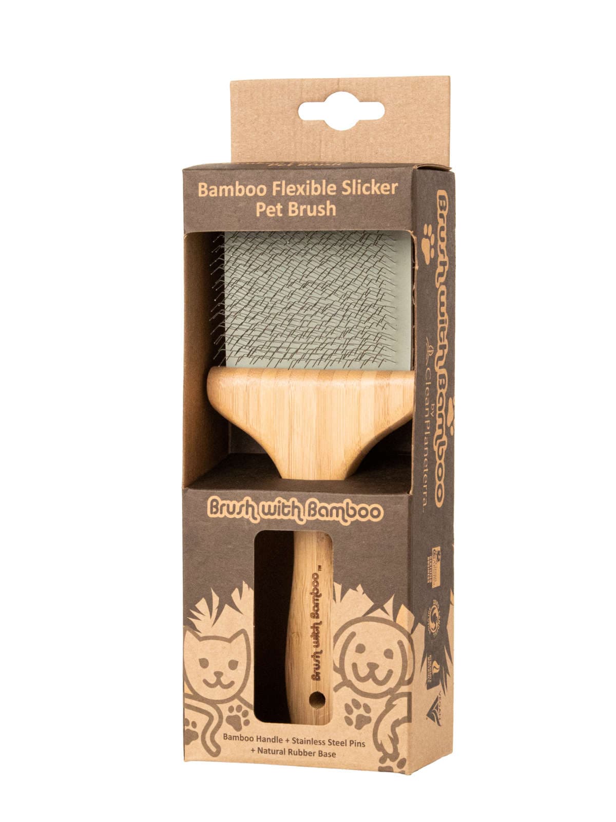 Bamboo Flexible Slicker Pet Brush - thumbnail 5