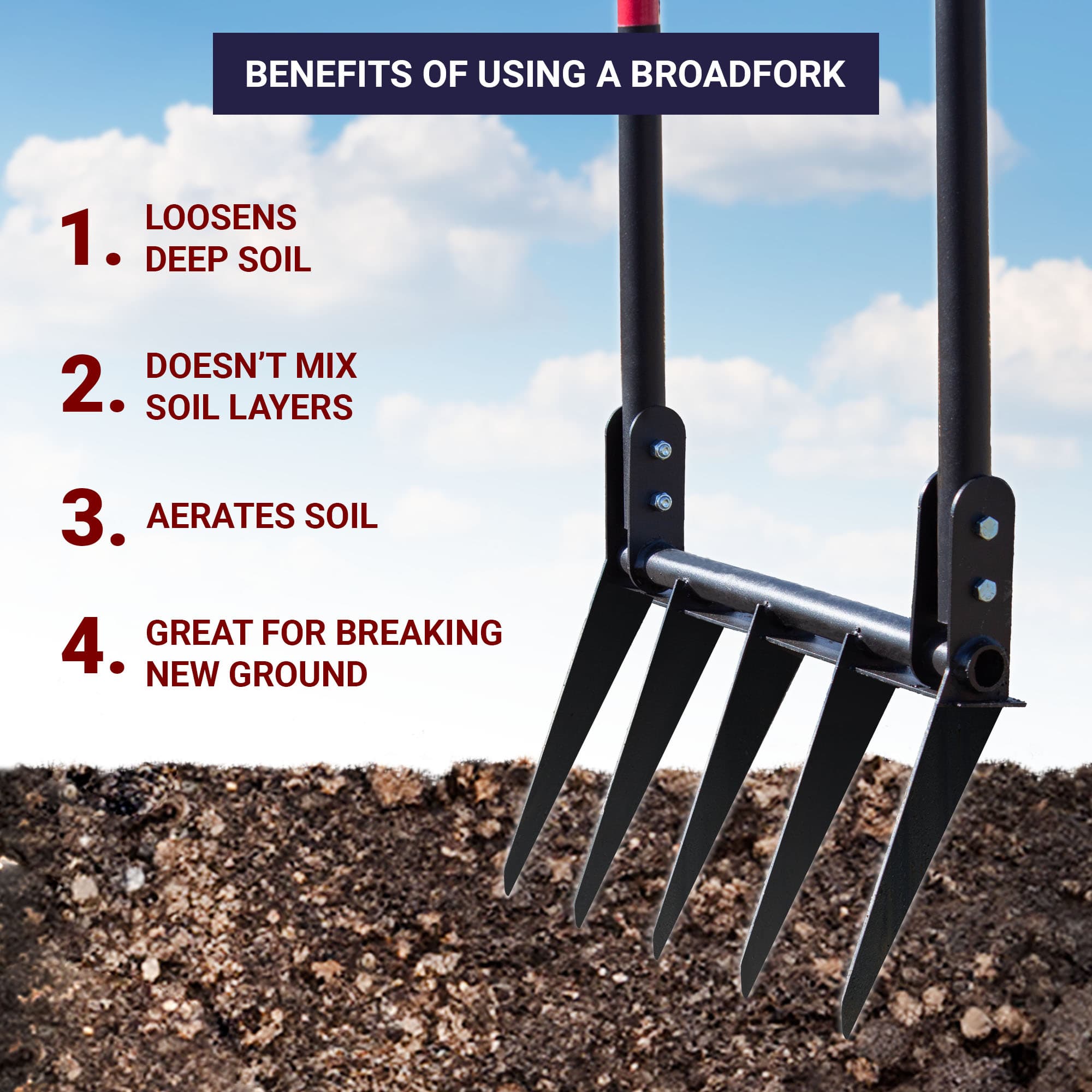 Broadfork with Fiberglass Handles - thumbnail 2