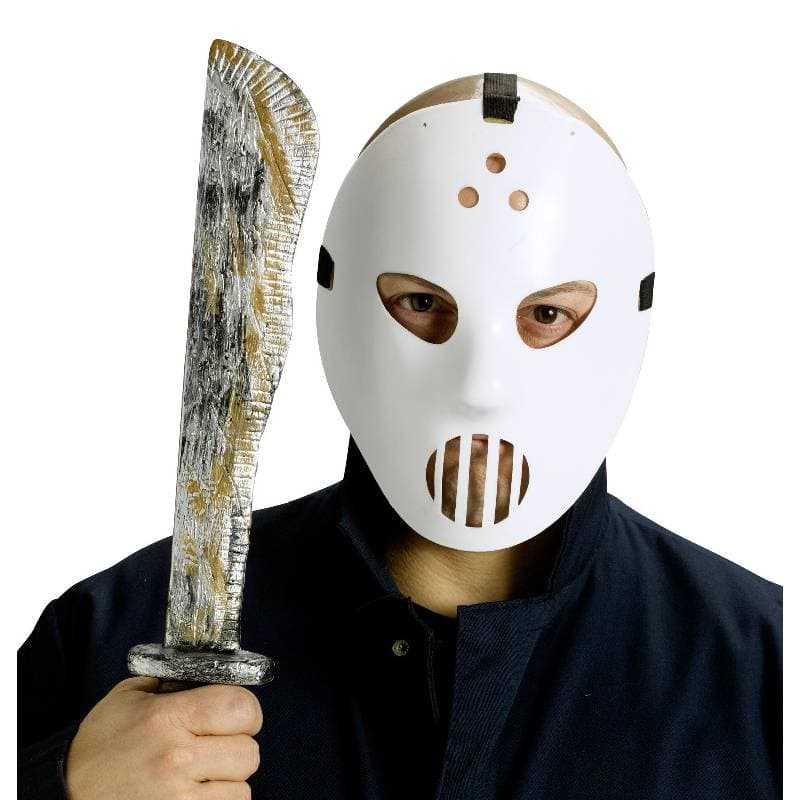 Plastic Hockey Mask & Machete Set ā Slasher Costume Accessories