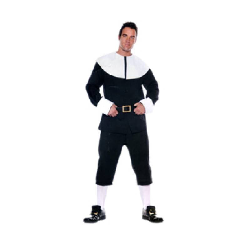Pilgrim Man Adult Costume – Colonial Black and White Outfit