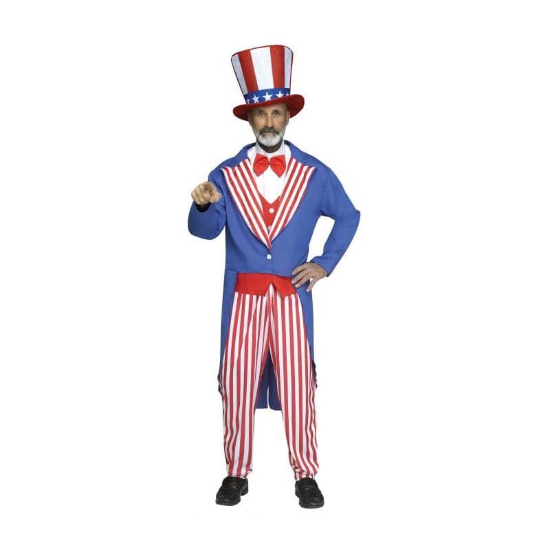 Uncle Sam Adult Costume – Patriotic Red, White & Blue Set