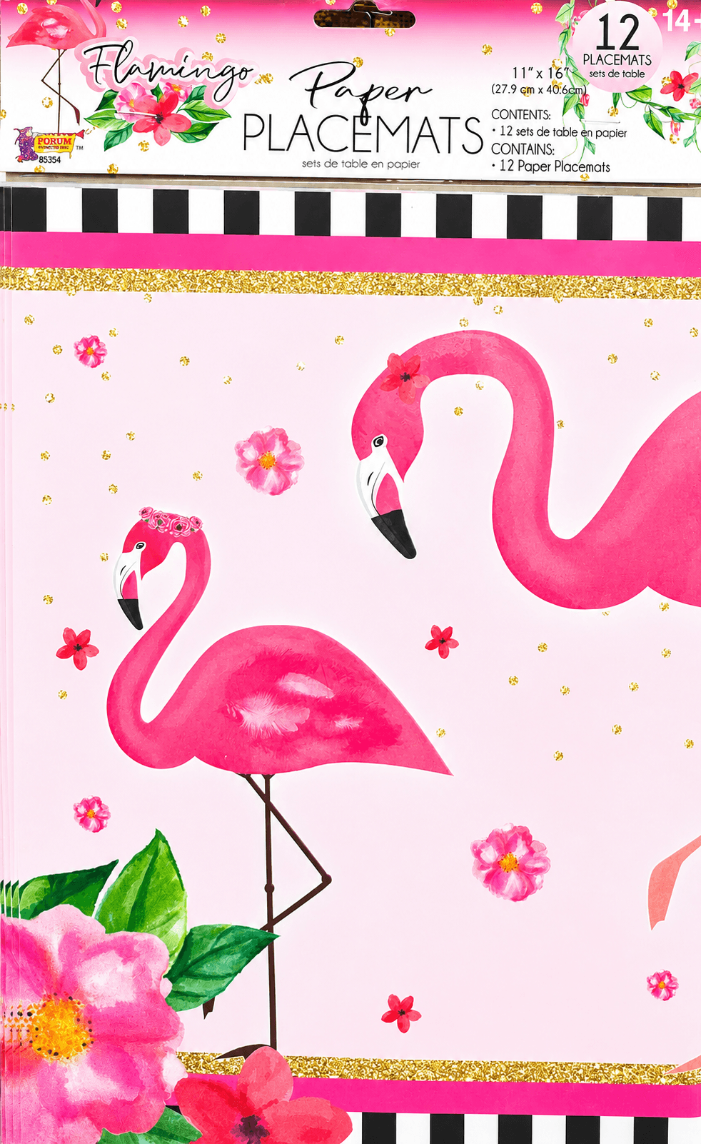 Flamingo Paper Placemats – 12 Count Tropical Party Table Decor