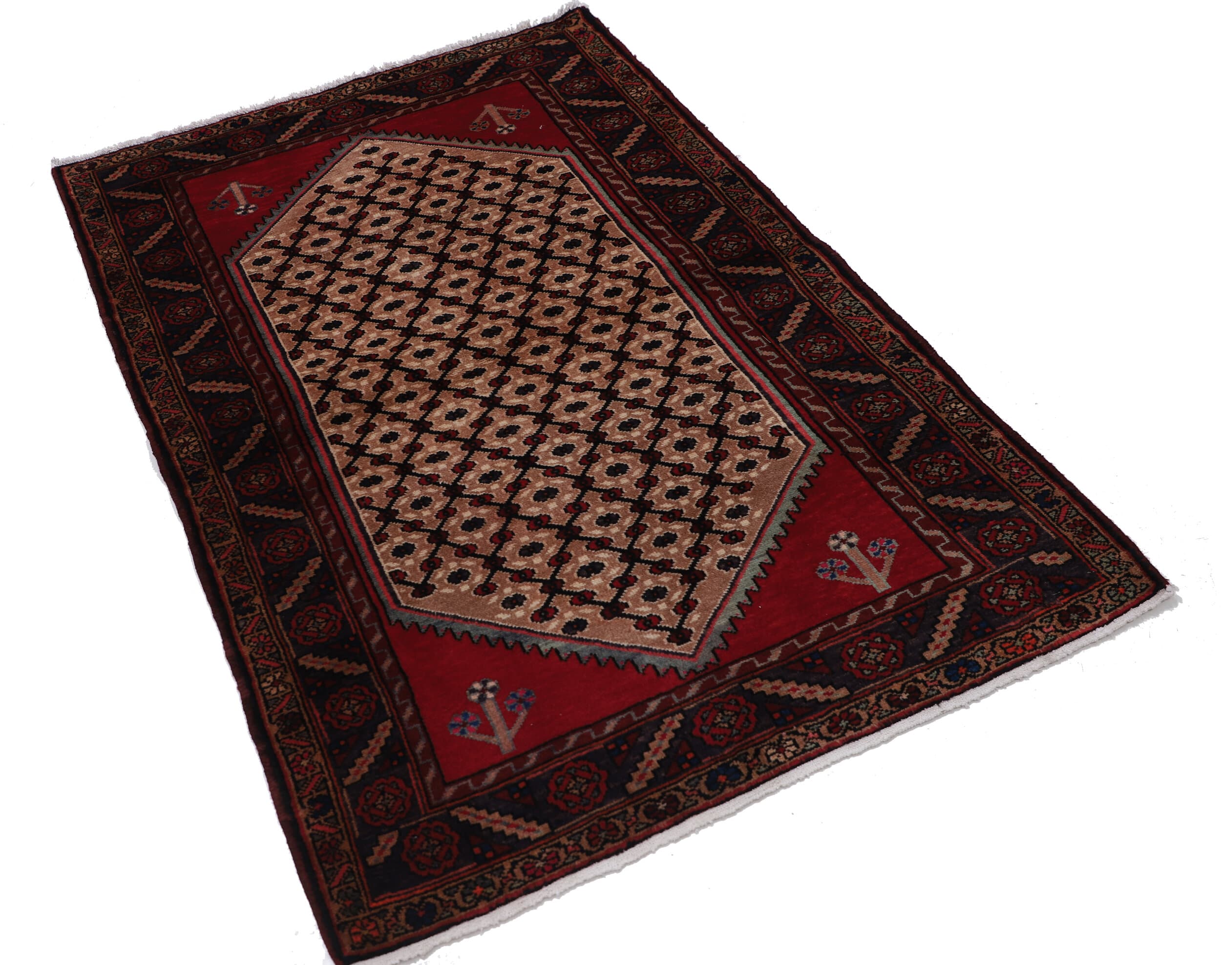3’5″ x 5’3″ Hamadan Authentic Persian Rug - thumbnail 3