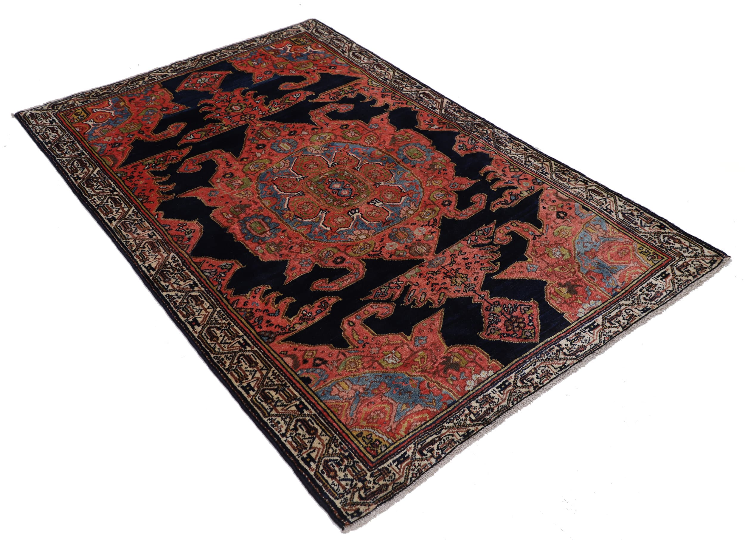 4’3″ x 6’7″ Hamadan Authentic Persian Rug - thumbnail 3