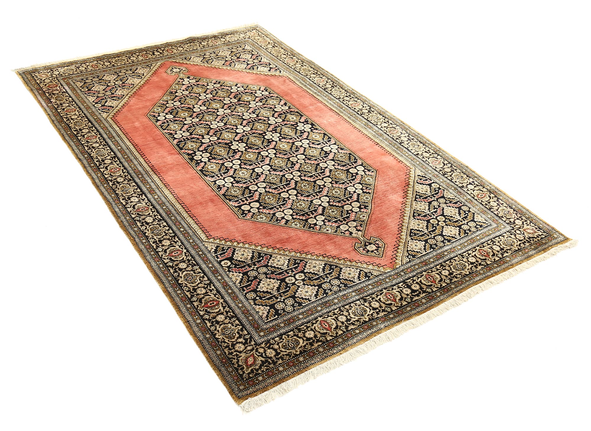 4’5″ x 6’10” Antique pure silk Qum Authentic Persian Rug - thumbnail 7
