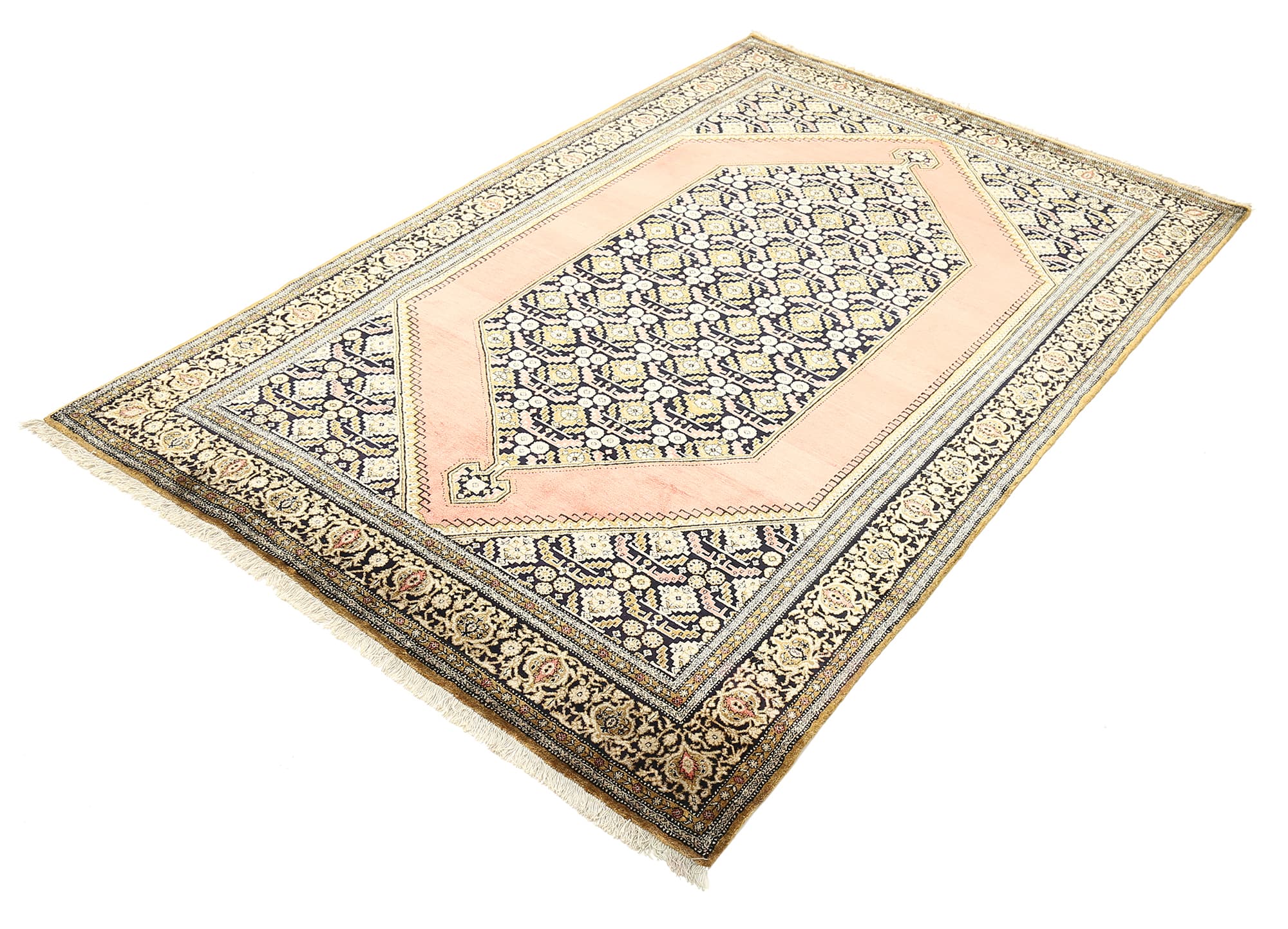4’5″ x 6’10” Antique pure silk Qum Authentic Persian Rug - thumbnail 6