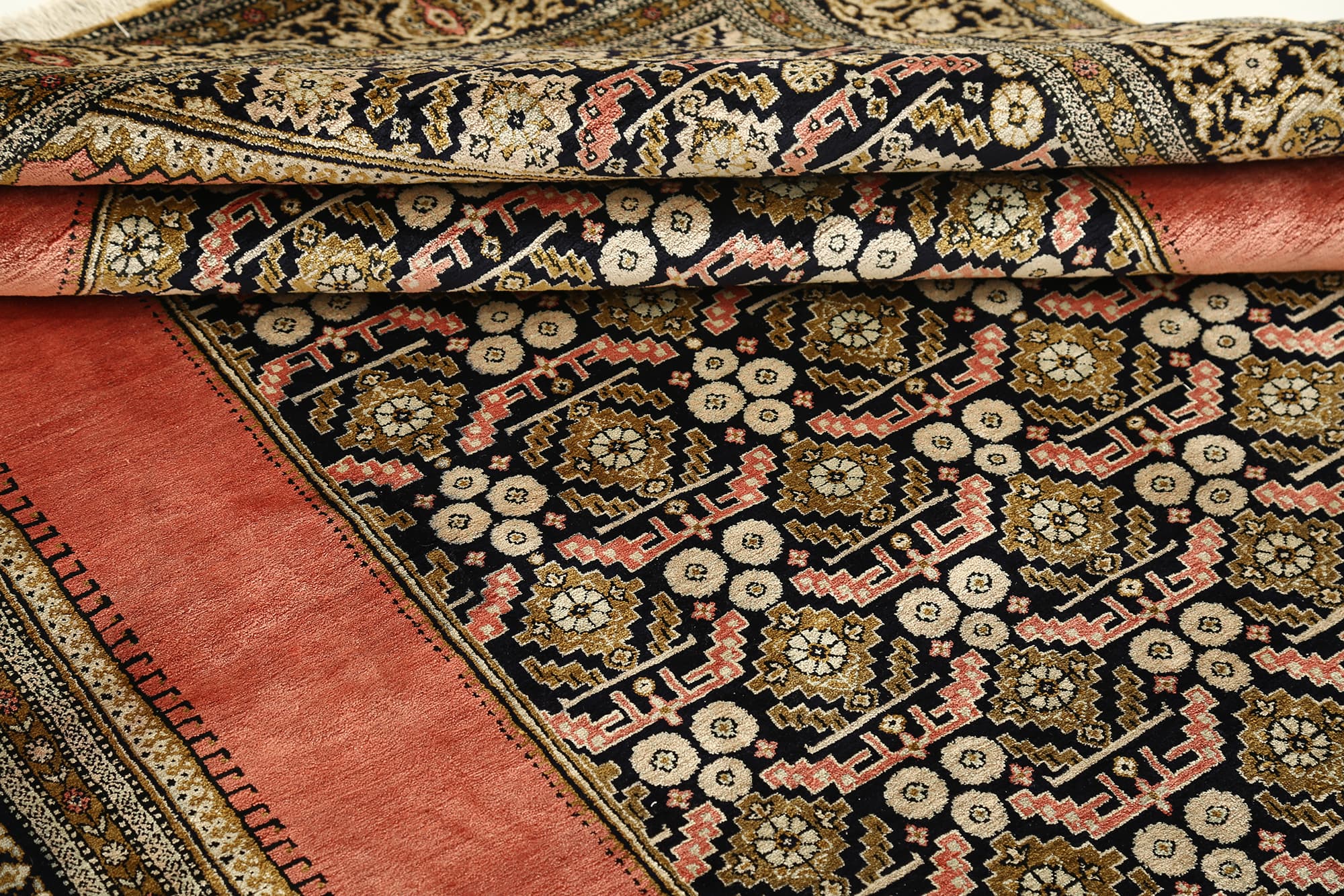 4’5″ x 6’10” Antique pure silk Qum Authentic Persian Rug - thumbnail 3