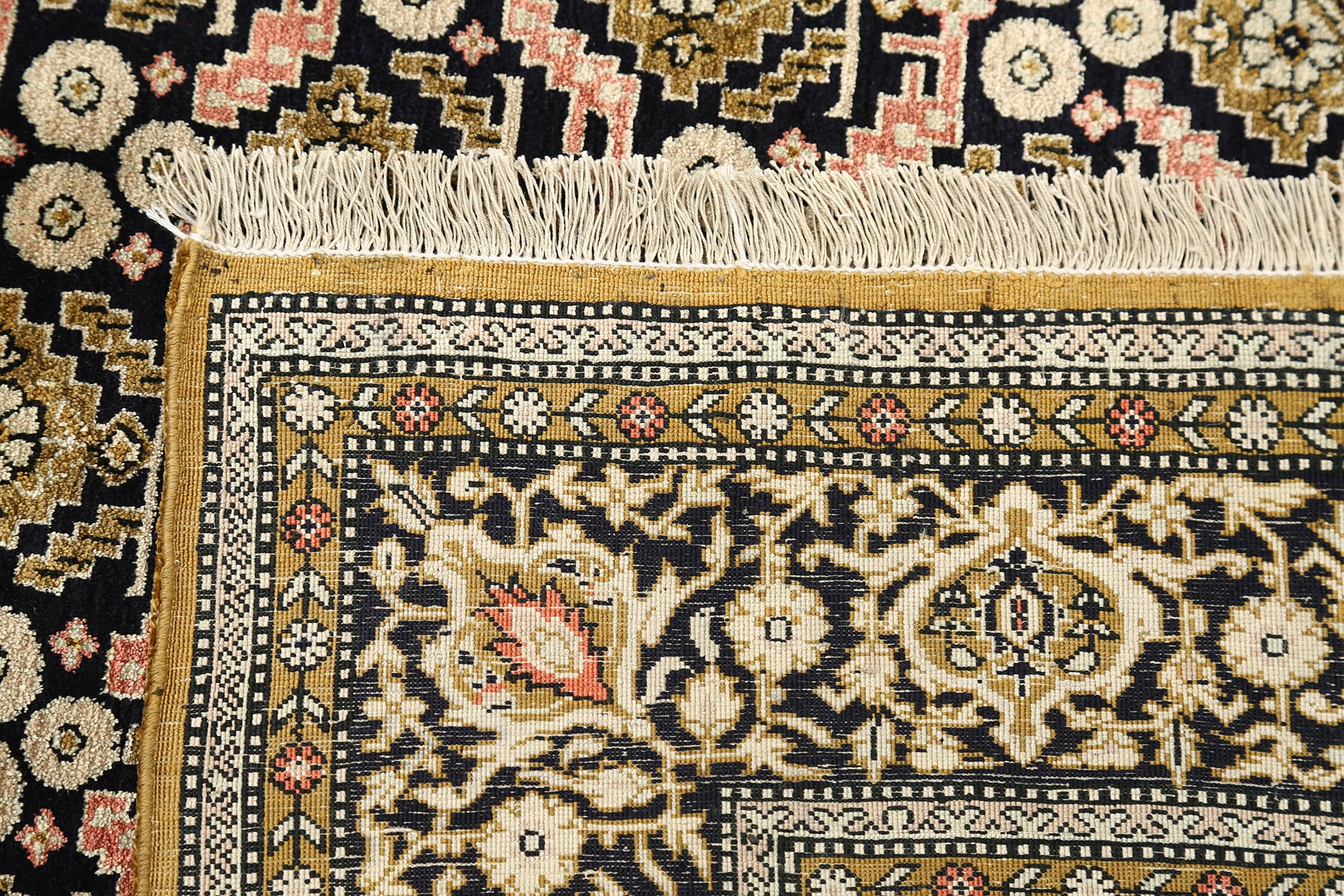 4’5″ x 6’10” Antique pure silk Qum Authentic Persian Rug - thumbnail 2
