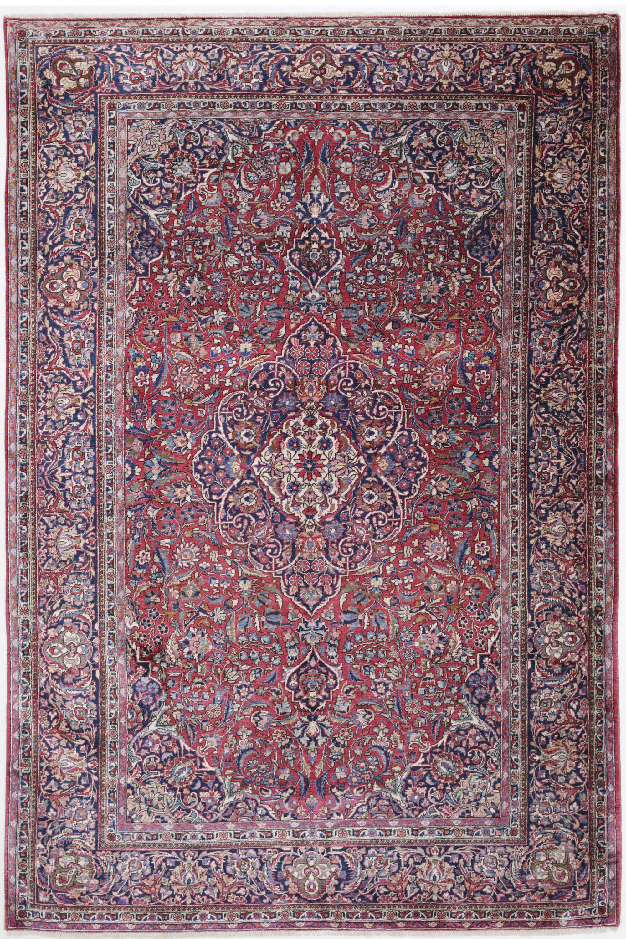 4’2″ x 6’6″ Antique pure silk Kashan Persian Rug