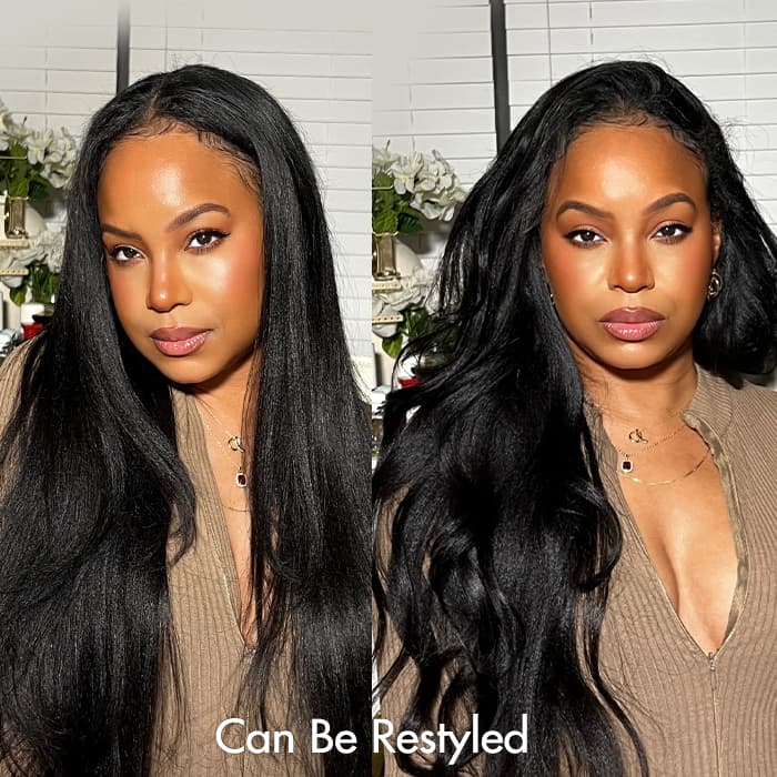 Yaki Straight 3 IN 1 Half Wig Flip Over Quick Weave Glueless Install 100% Natural Hairline - thumbnail 7