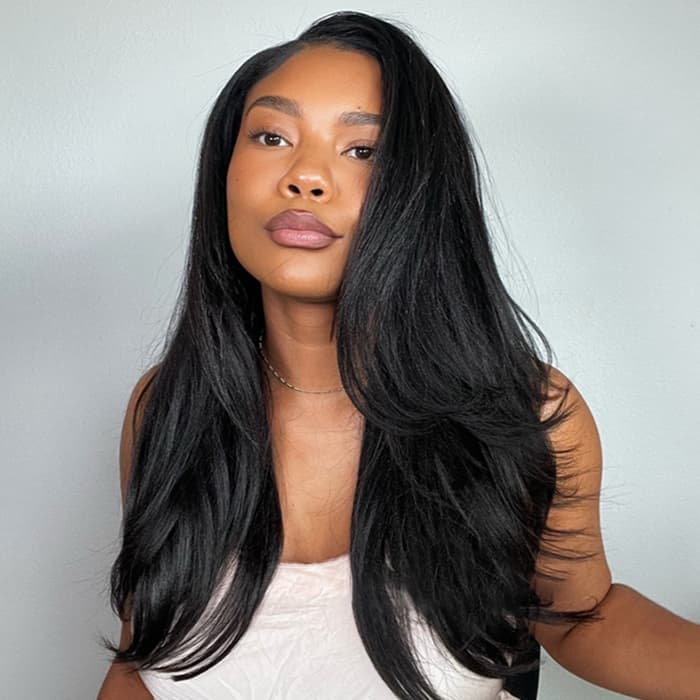 Yaki Straight 3 IN 1 Half Wig Flip Over Quick Weave Glueless Install 100% Natural Hairline - thumbnail 6