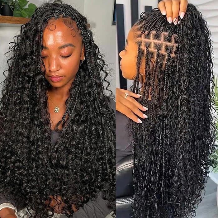 Summer Vibe Indian Curly Passion Wave Feather Crochet Human Hair Extensions Pre-Separated Reusable Miracle Knots Boho Braiding Hair - thumbnail 8