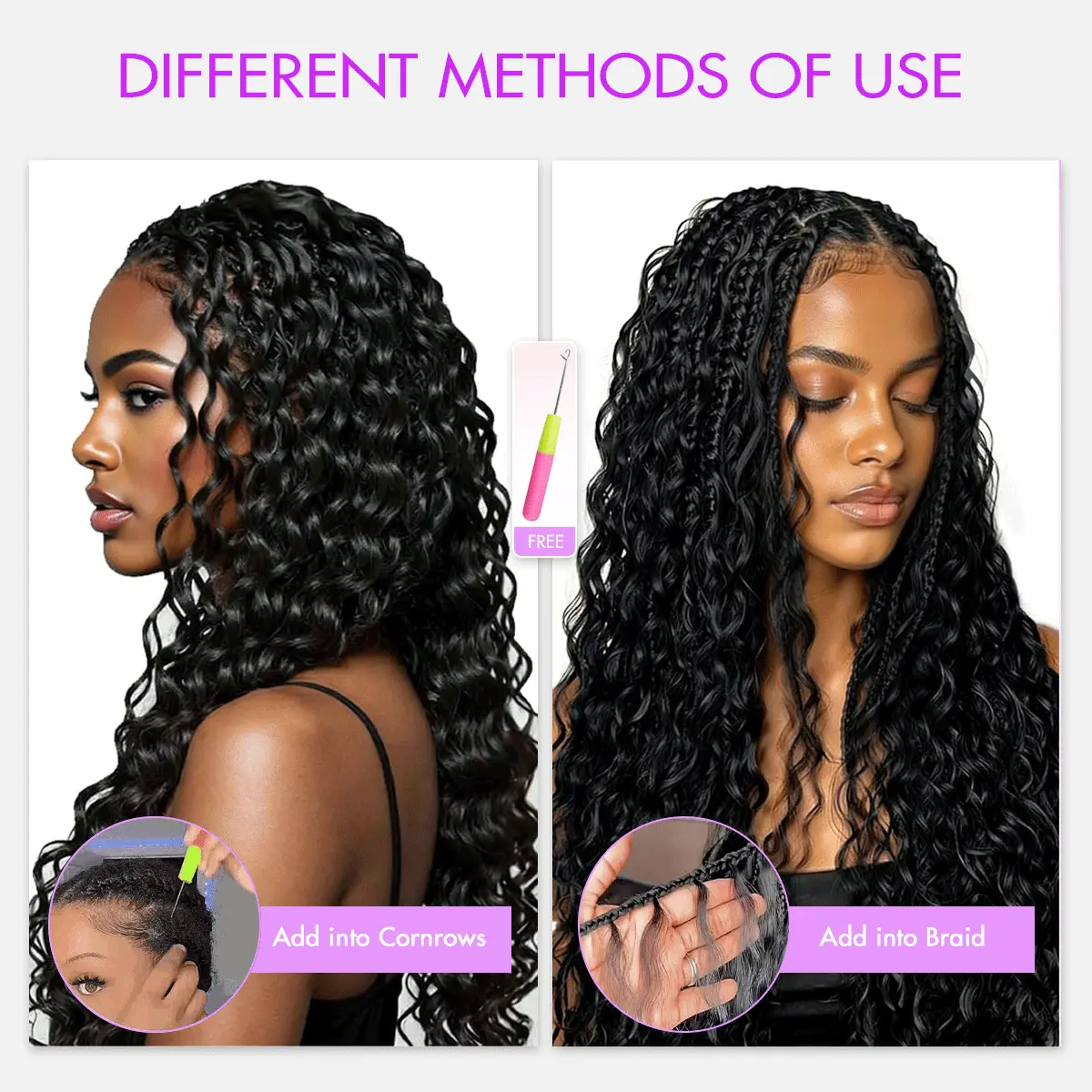 Summer Vibe Indian Curly Passion Wave Feather Crochet Human Hair Extensions Pre-Separated Reusable Miracle Knots Boho Braiding Hair - thumbnail 10