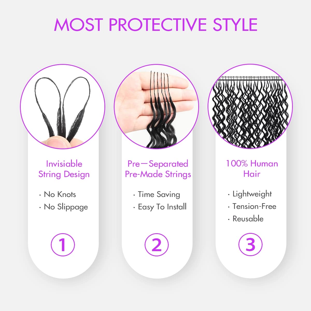 Feather Crochet Human Hair Extensions Loose Deep Wave Pre-Separated Reusable Miracle Knots Boho Braiding Hair - thumbnail 10