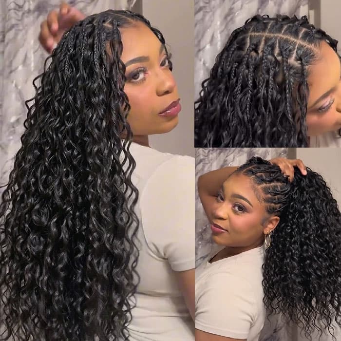 Summer Vibe Indian Curly Passion Wave Feather Crochet Human Hair Extensions Pre-Separated Reusable Miracle Knots Boho Braiding Hair - thumbnail 3