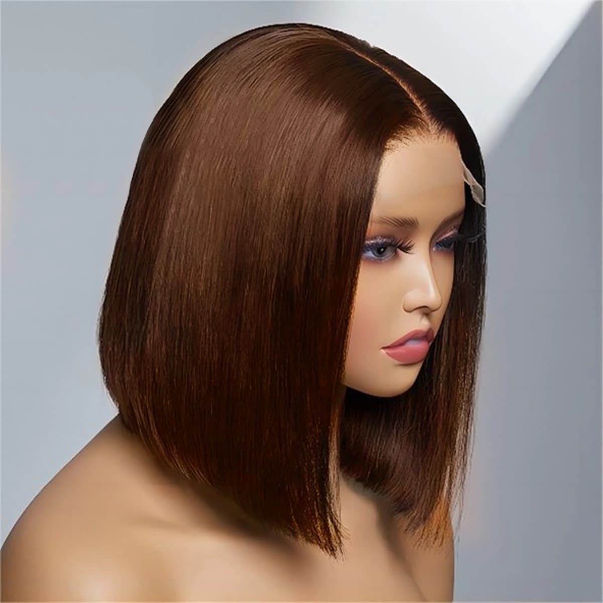 Toffee Brown Bone Straight Bob Wig 6×5 Pre-cut Lace Glueless Straight Bob Wig 180% Density - thumbnail 4