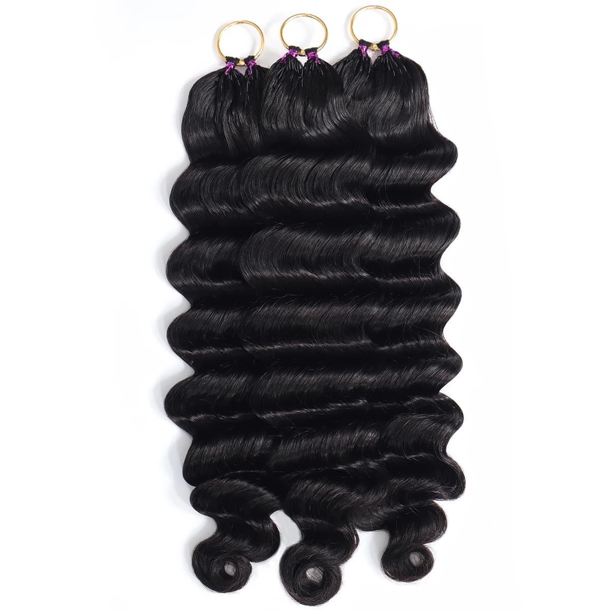 Feather Crochet Human Hair Extensions Loose Deep Wave Pre-Separated Reusable Miracle Knots Boho Braiding Hair - thumbnail 6