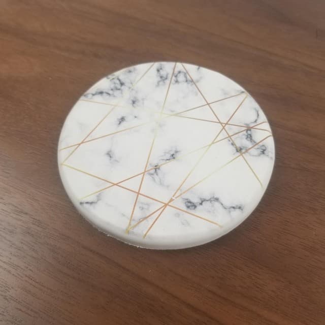 Absorbent Coasters For Drinks, Round, Geometric Lines Pattern - thumbnail 2