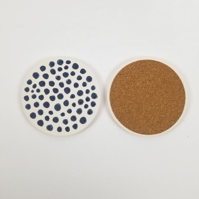 Absorbent Coasters For Drinks, Round, Dot Pattern - thumbnail 4