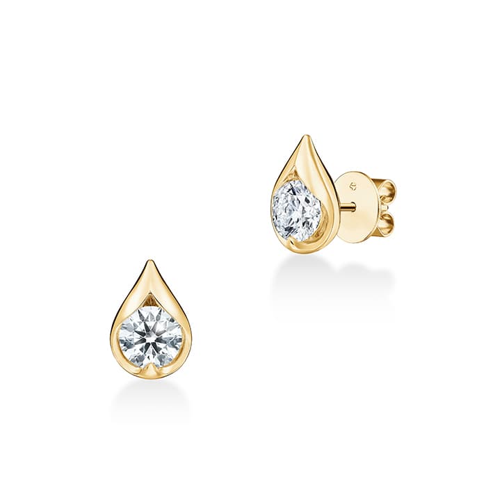 Hearts On Fire Lu Droplet Stud Earrings in 18K Yellow Gold