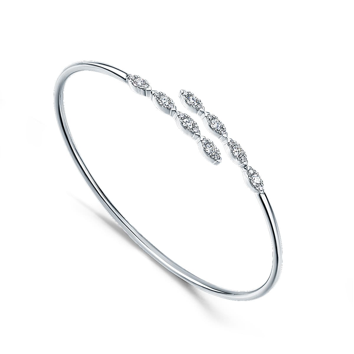 Hearts On Fire Aerial Marquise Flexi bangle Bracelet in 18K White Gold