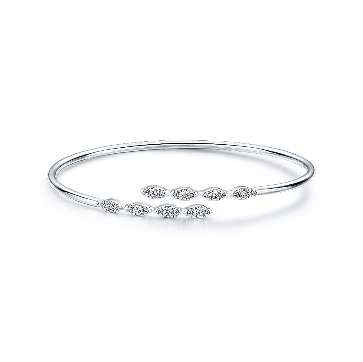 Hearts On Fire Aerial Marquise Flexi bangle Bracelet in 18K White Gold - thumbnail 2