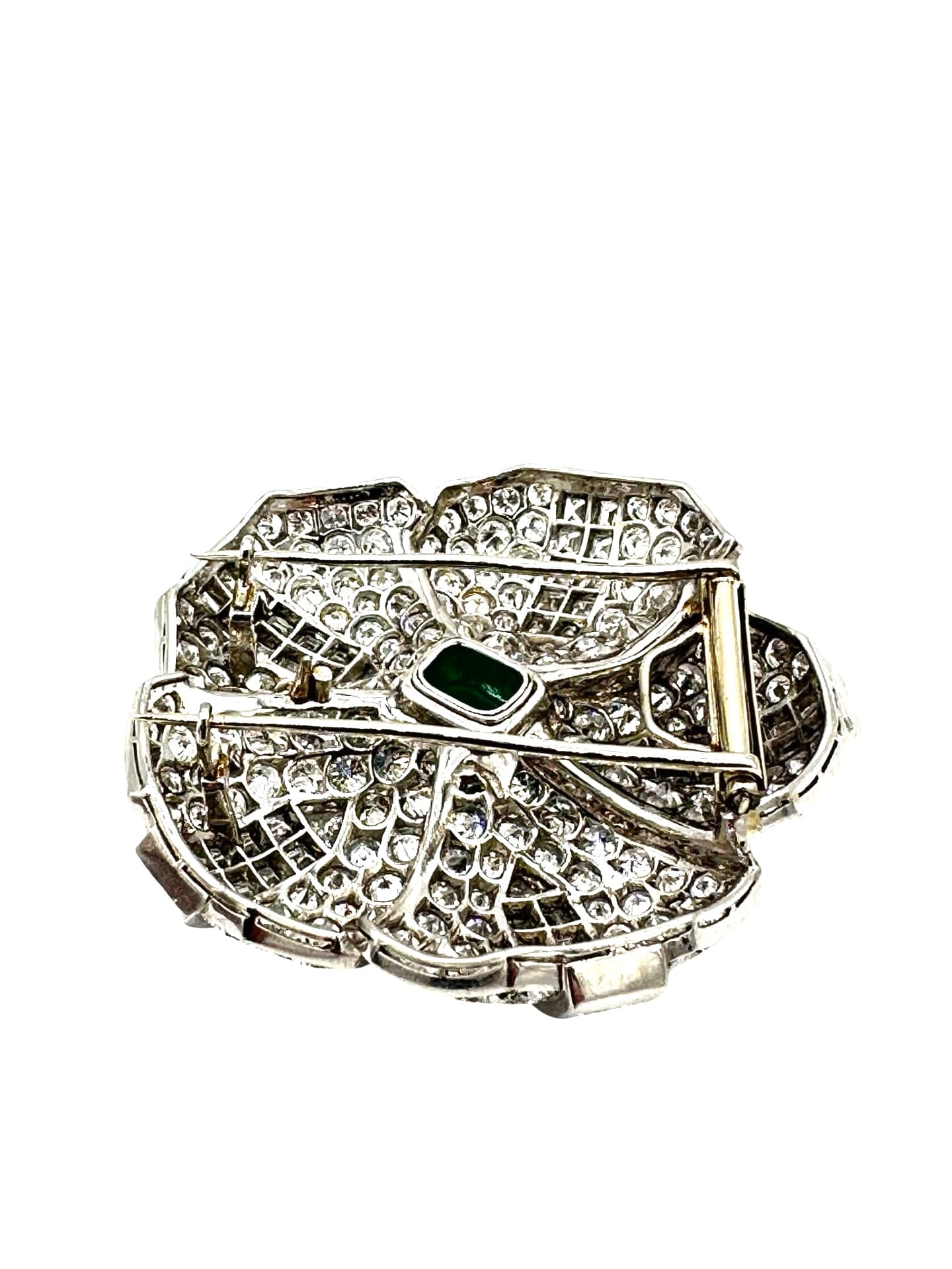 3.19 Carat Emerald & 15.45 Carats in Diamond Platinum Brooch - thumbnail 7