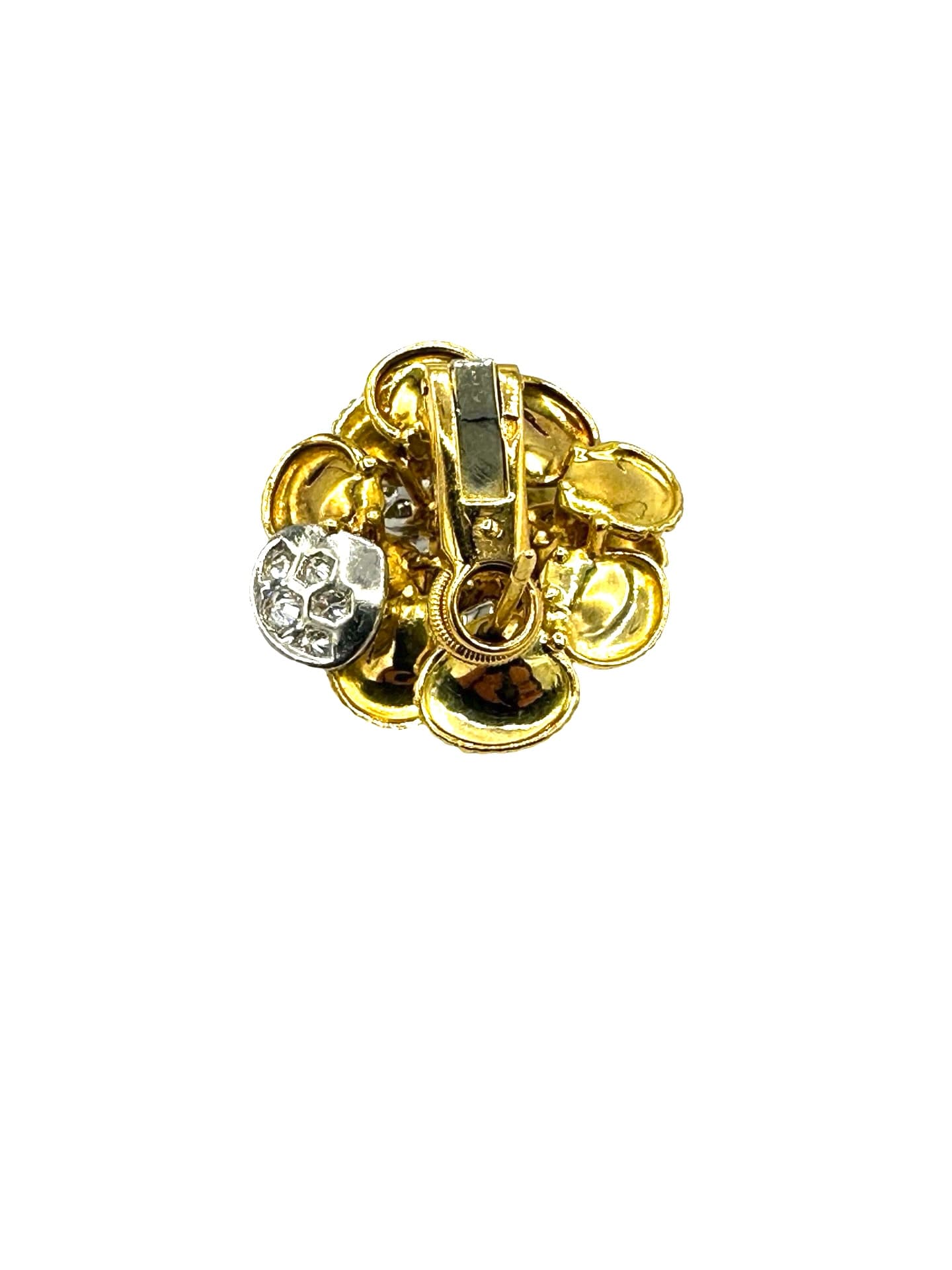 1.00 Carat Cabochon Emerald and 2.00 Carat Diamond 18K and Platinum Flower Earrings - thumbnail 7