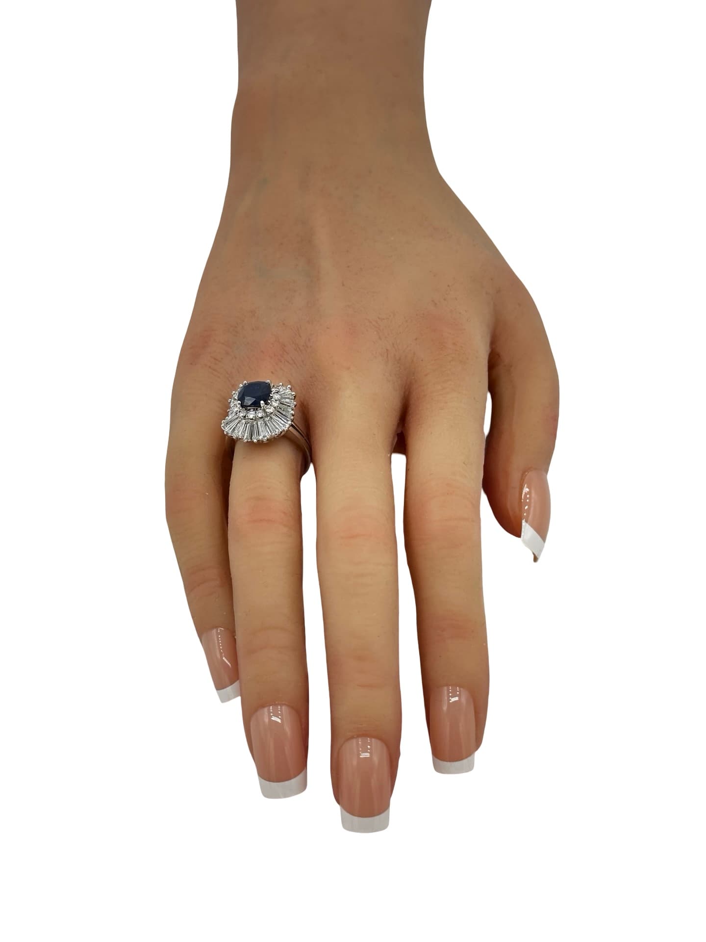 1.96 Carat Natural No Heat Cushion Sapphire and Diamond Platinum Cocktail Ring - thumbnail 8