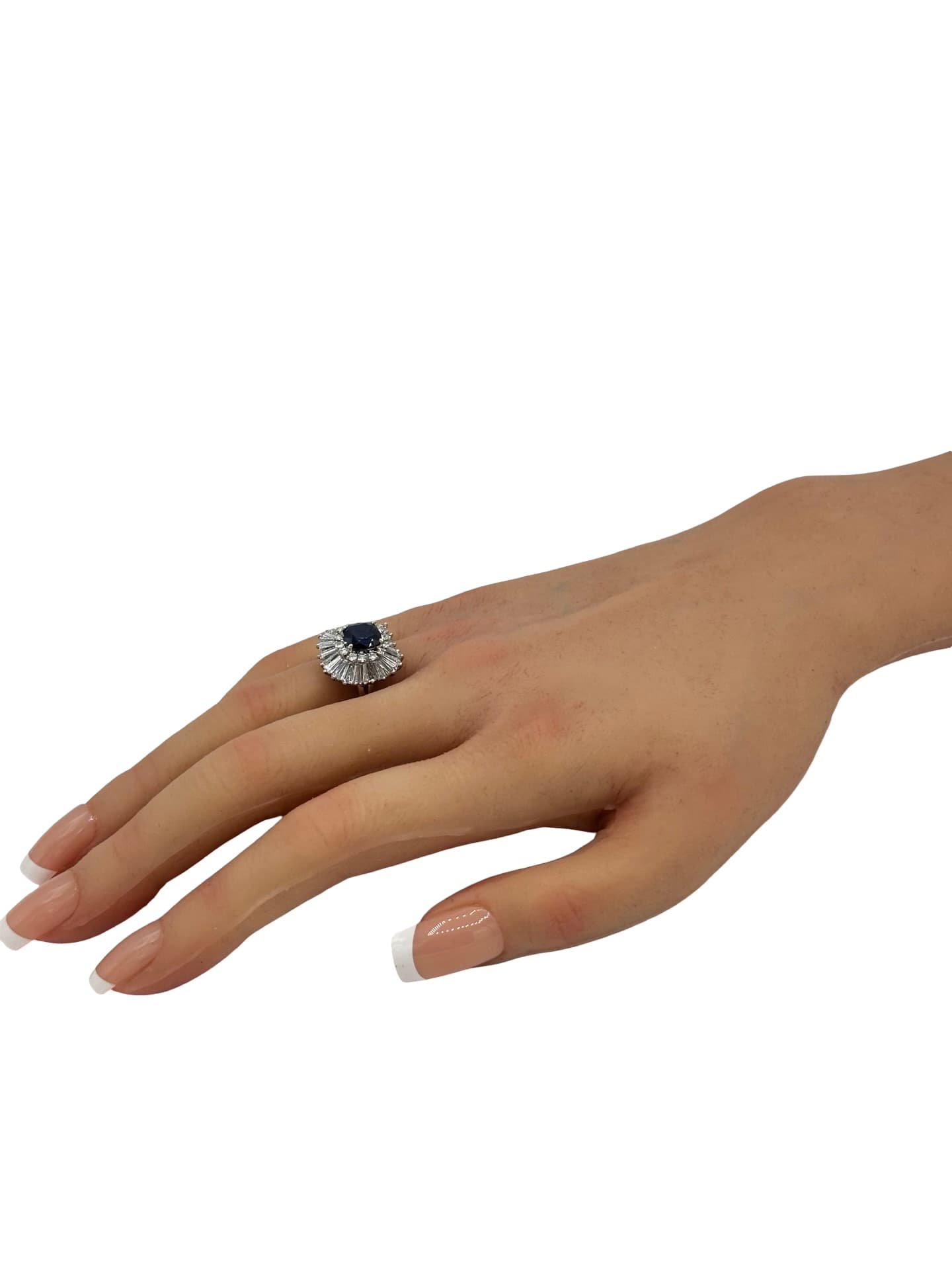 1.96 Carat Natural No Heat Cushion Sapphire and Diamond Platinum Cocktail Ring - thumbnail 7