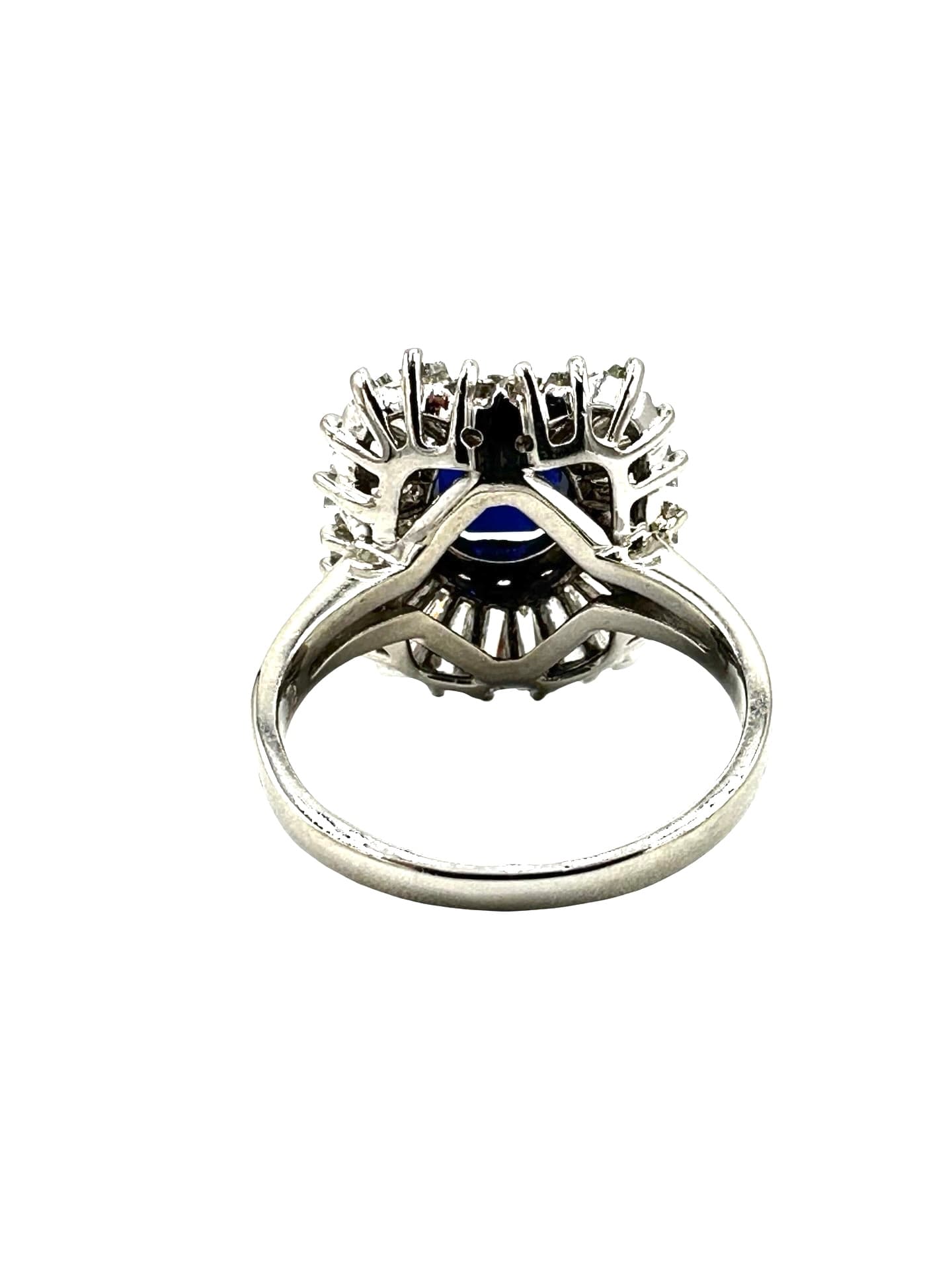 1.96 Carat Natural No Heat Cushion Sapphire and Diamond Platinum Cocktail Ring - thumbnail 5