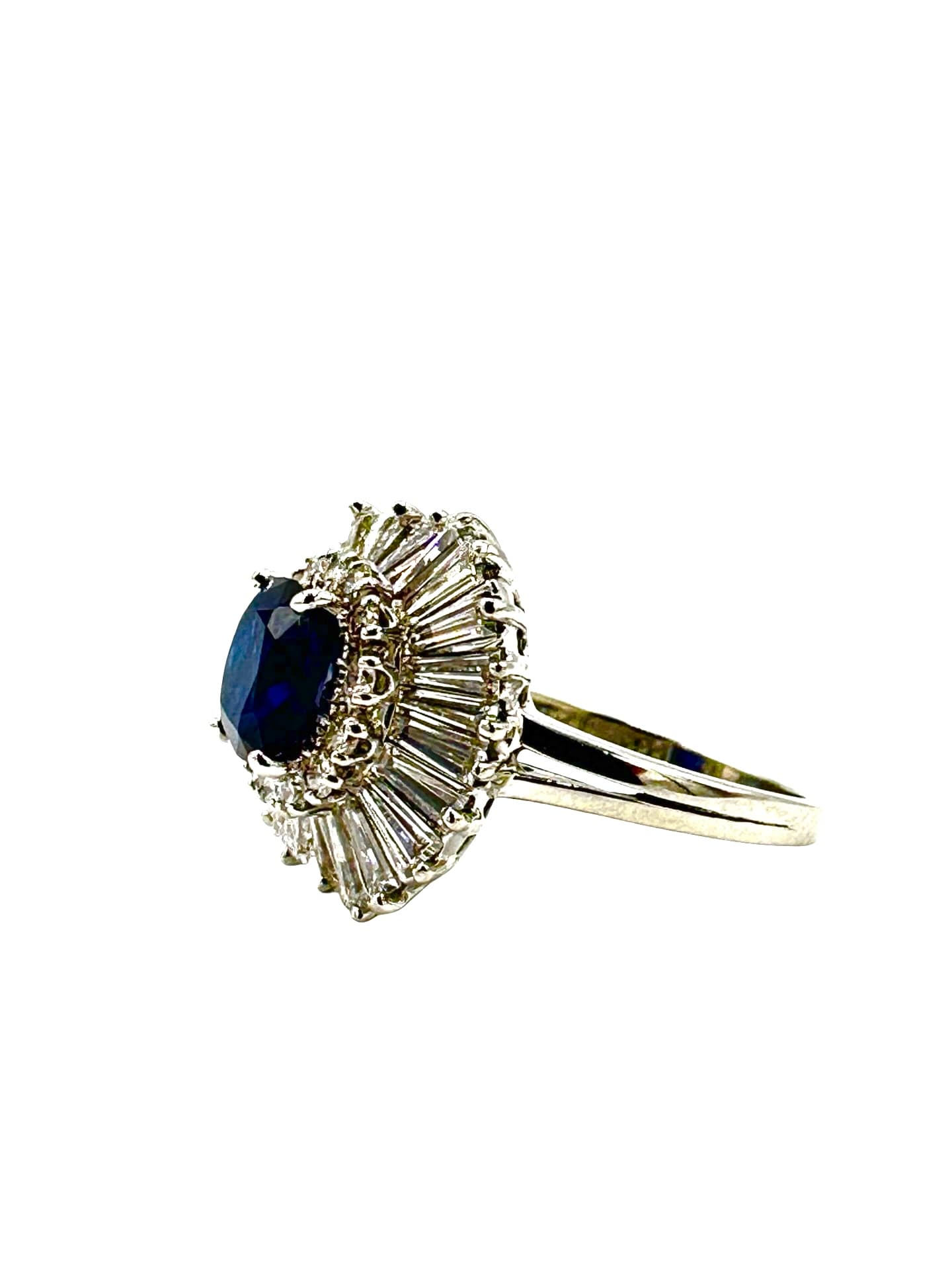 1.96 Carat Natural No Heat Cushion Sapphire and Diamond Platinum Cocktail Ring - thumbnail 4