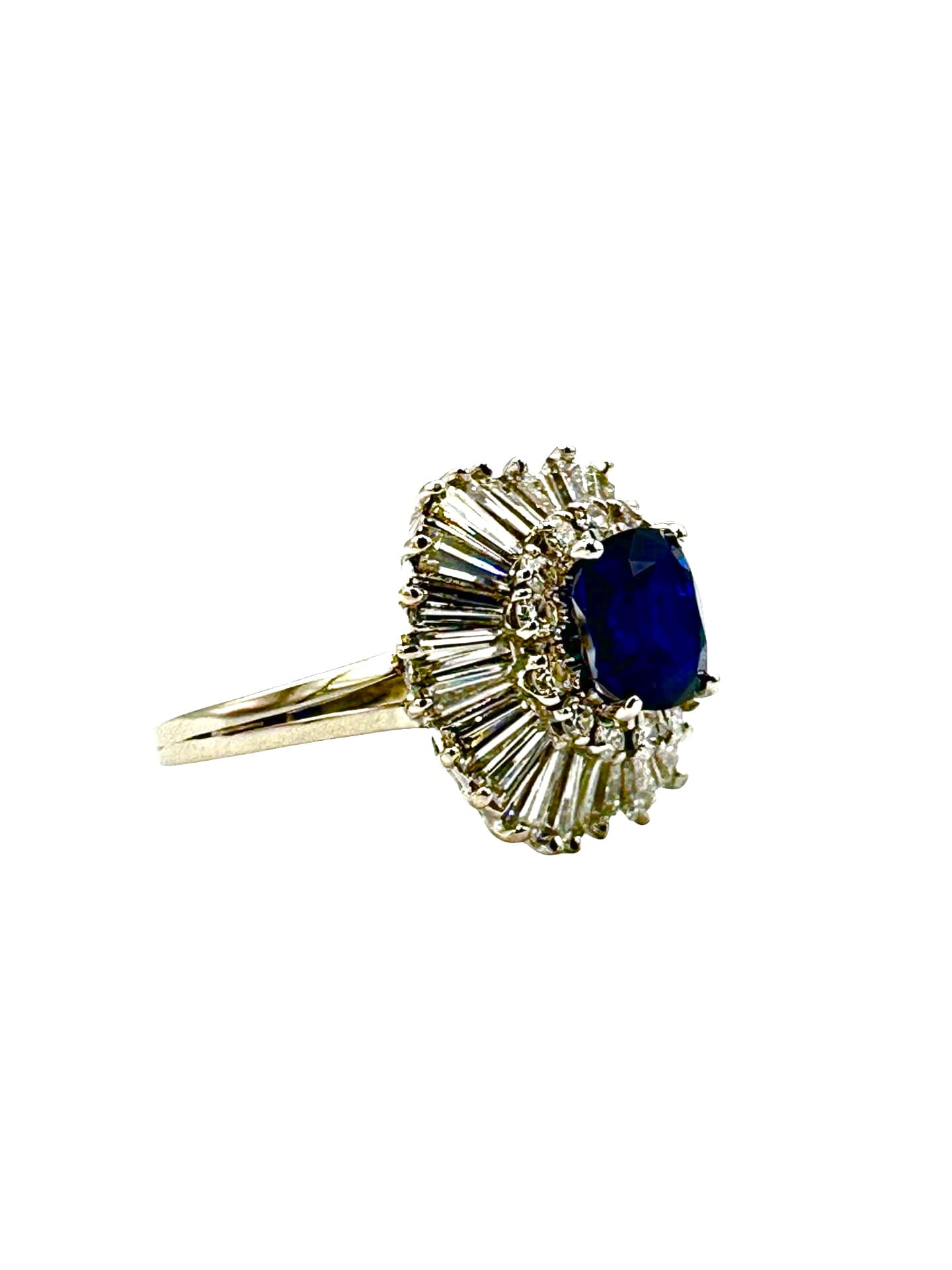 1.96 Carat Natural No Heat Cushion Sapphire and Diamond Platinum Cocktail Ring - thumbnail 3