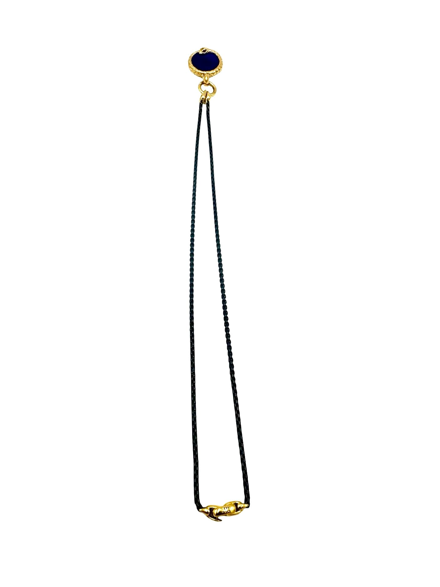 David Yurman Cairo Ouroboros Amulet 18K Yellow Gold w/ Lapis and Ruby w/ Chain - thumbnail 7