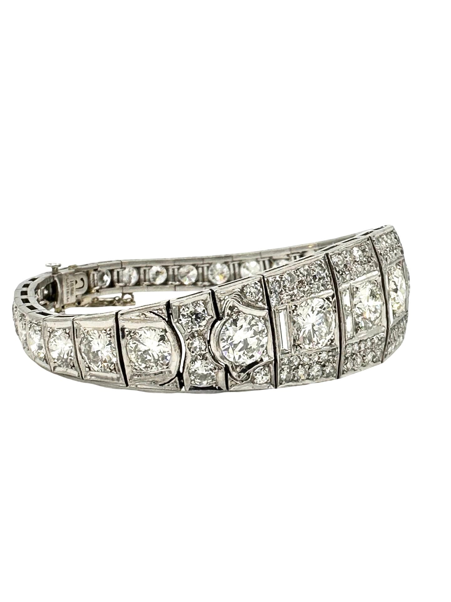 16.60 Carats Art Deco Diamond Platinum Bracelet - thumbnail 5