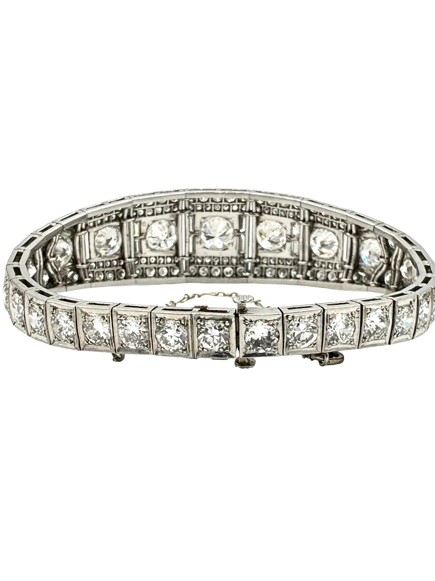 16.60 Carats Art Deco Diamond Platinum Bracelet - thumbnail 7