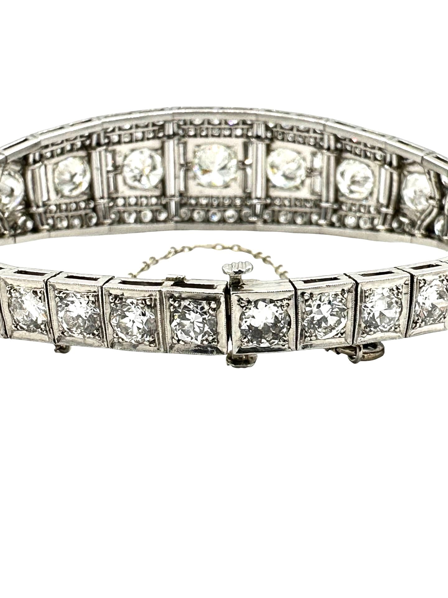 16.60 Carats Art Deco Diamond Platinum Bracelet - thumbnail 8