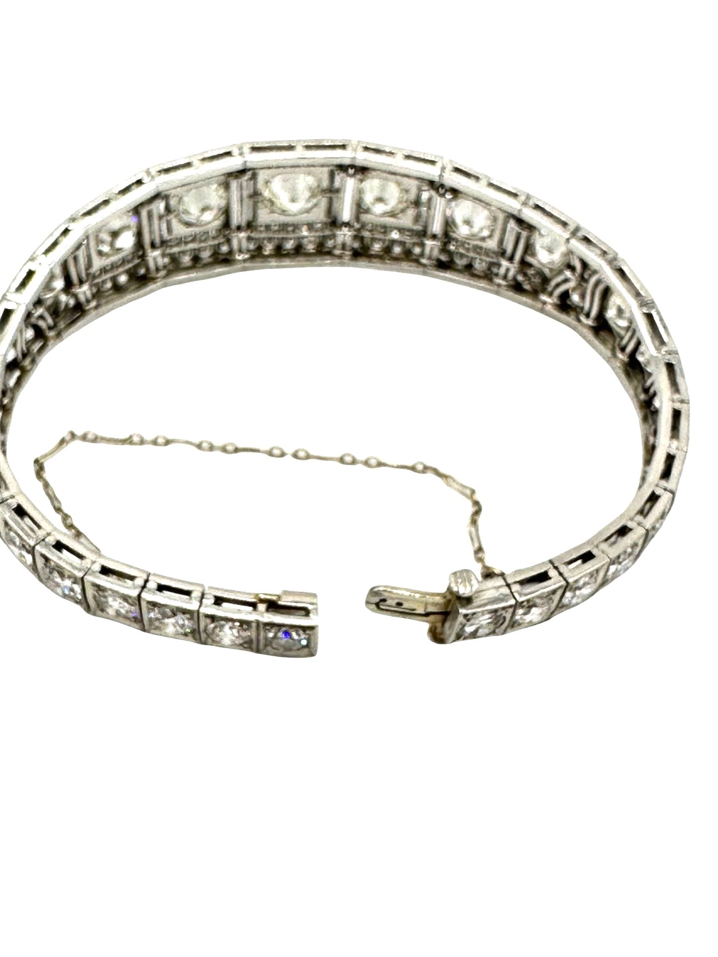 16.60 Carats Art Deco Diamond Platinum Bracelet - thumbnail 9