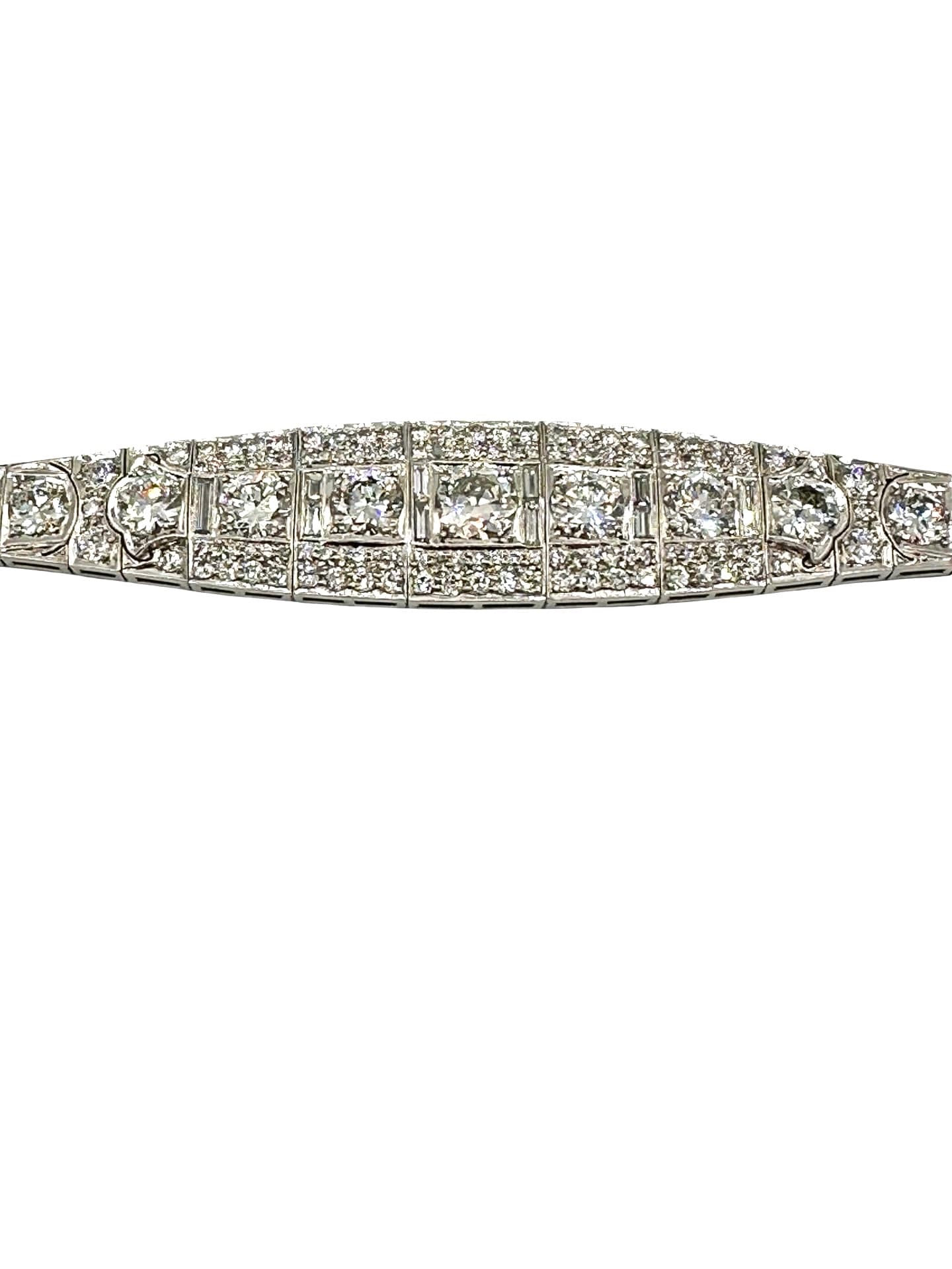 16.60 Carats Art Deco Diamond Platinum Bracelet - thumbnail 3