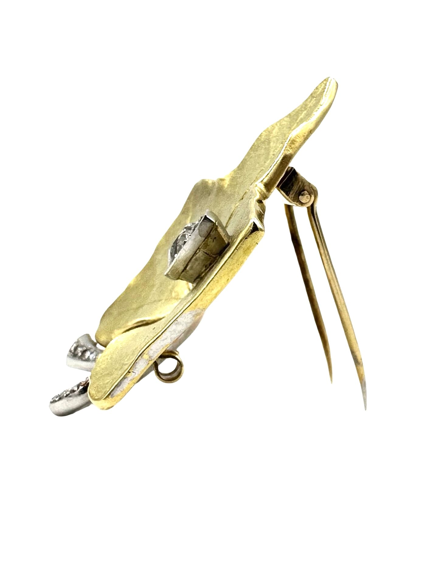 1.43 Carats Diamond Cartier Platinum and 18K Gold Leaf Brooch - thumbnail 4
