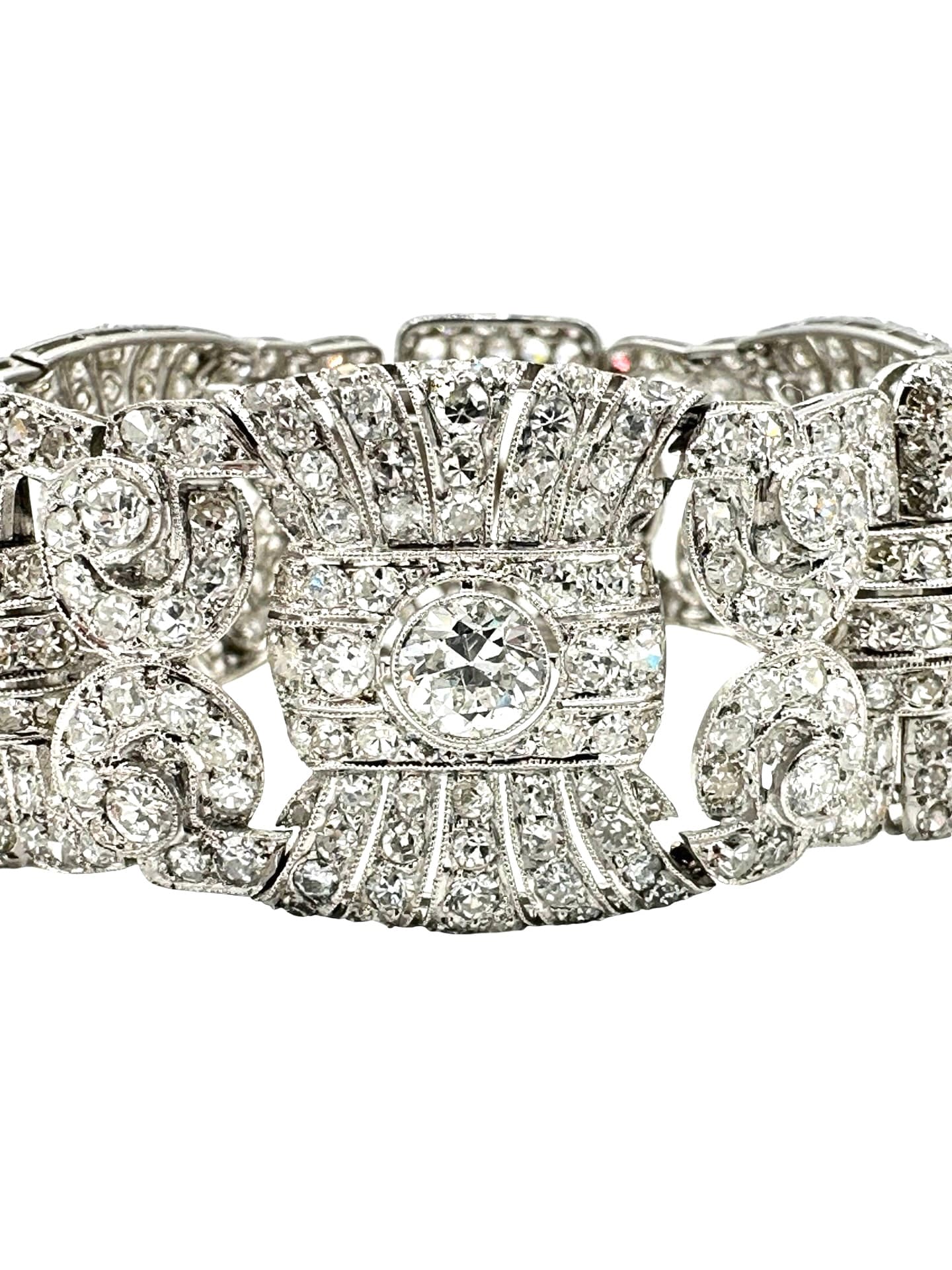 Art Deco Platinum Diamond Bracelet with 14.20 Carats Total Weight - thumbnail 3