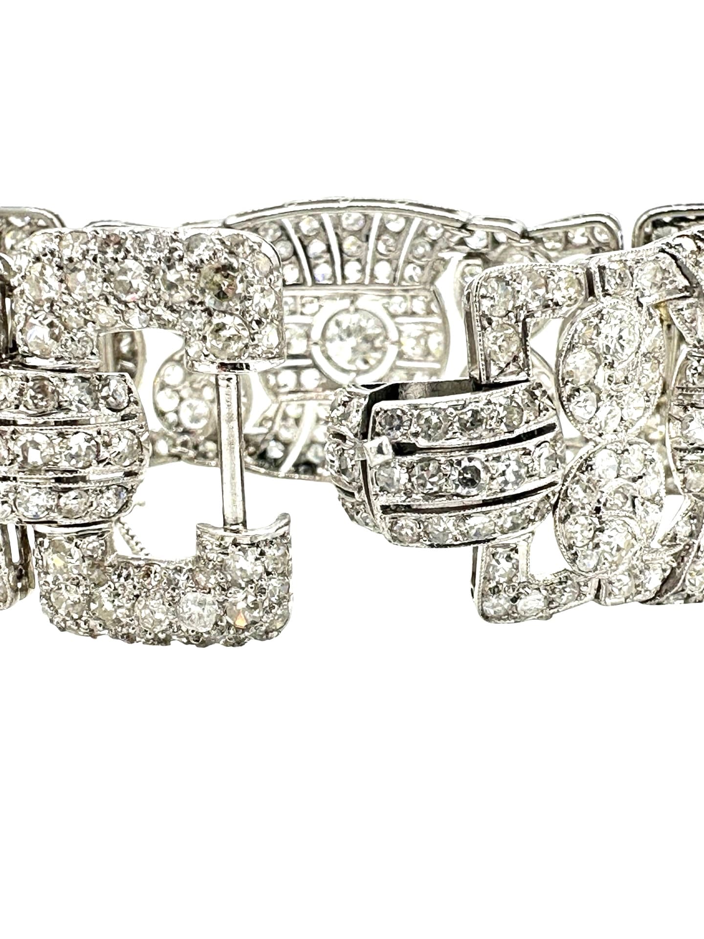 Art Deco Platinum Diamond Bracelet with 14.20 Carats Total Weight - thumbnail 5