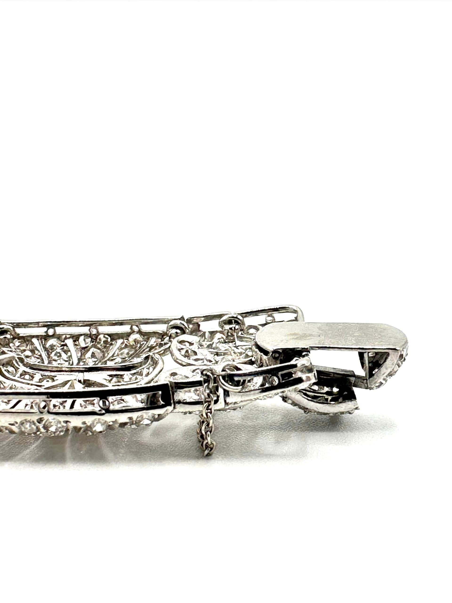 Art Deco Platinum Diamond Bracelet with 14.20 Carats Total Weight - thumbnail 9