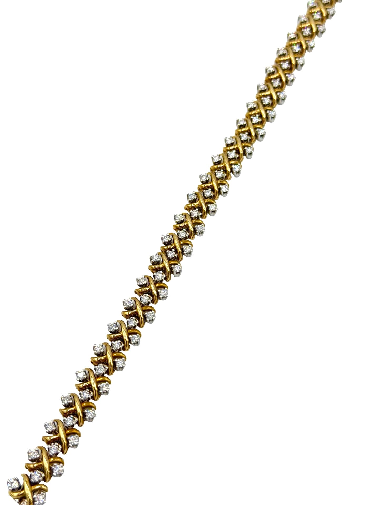 Tiffany & Co. Schlumberger Diamond Gold & Platinum X Bracelet - thumbnail 4