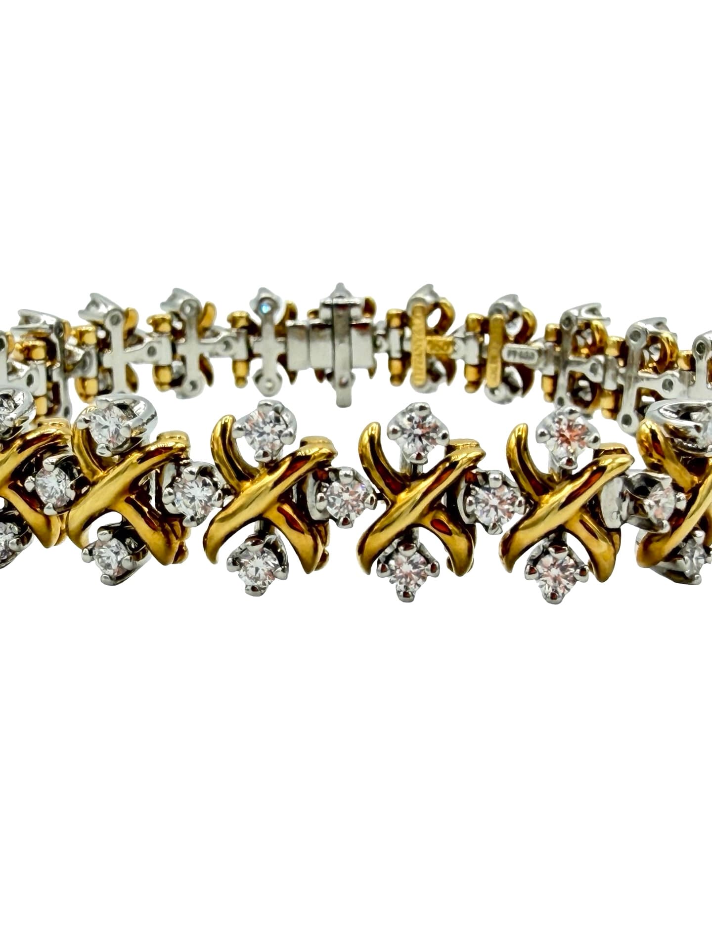 Tiffany & Co. Schlumberger Diamond Gold & Platinum X Bracelet - thumbnail 2