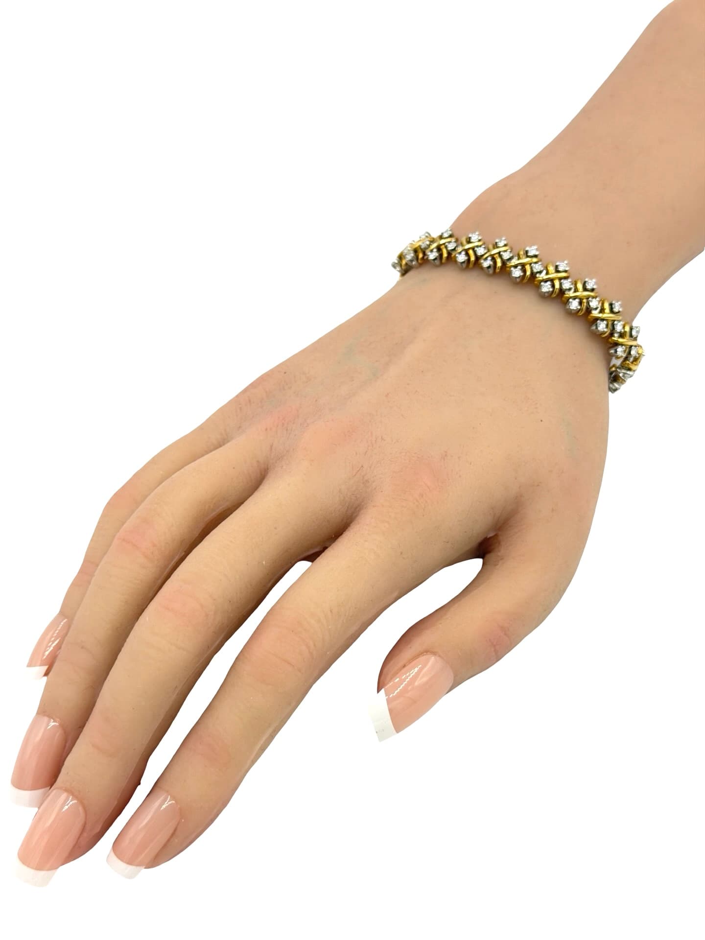 Tiffany & Co. Schlumberger Diamond Gold & Platinum X Bracelet - thumbnail 7